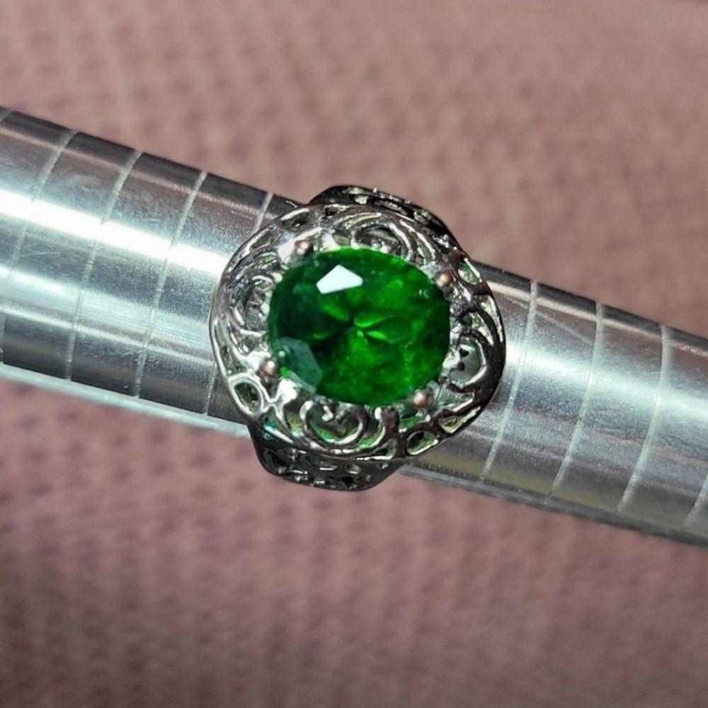 Emerald Costume Ring size 6.5 approximately
